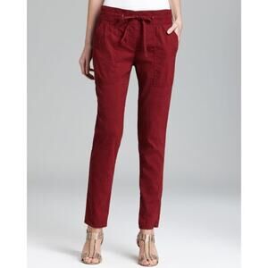 Theory Pants Navy Sidonia Casual Linen‎ Blend Ankle Straight Leg Basic Medium